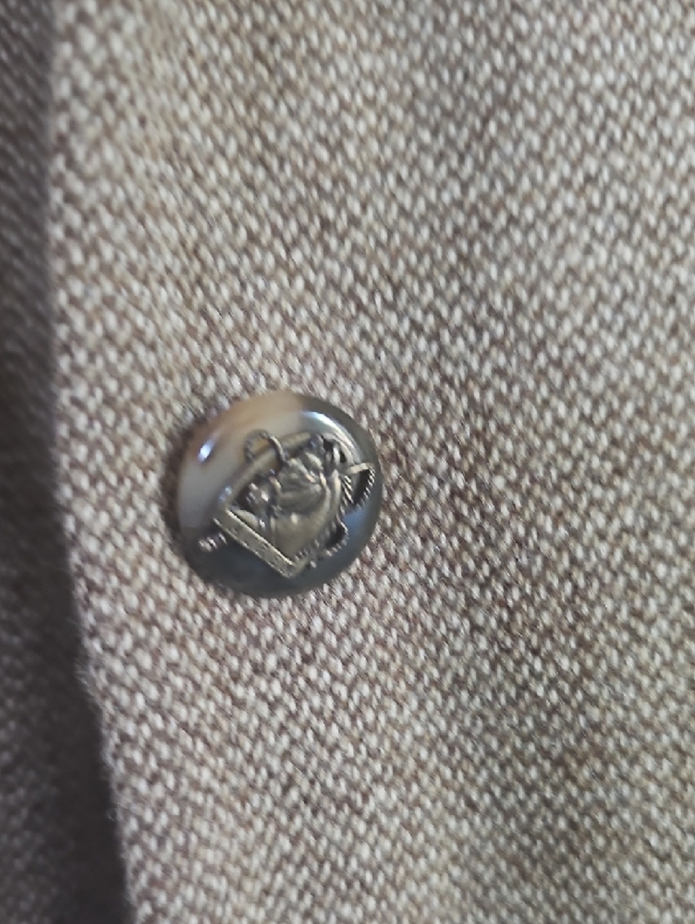 Lauren Ralph Lauren Brown Tweed Blazer with Dark Brown Corduroy Collar - Picture 3 of 4